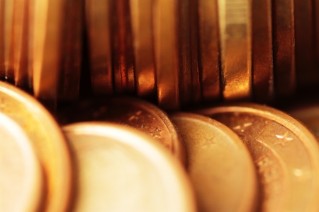 euro coins scene expressing the problems of economic crisis and the need to save