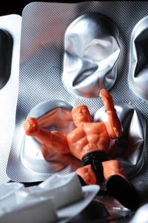toy scene that recreates the problems of addiction to drugs or medicationsの写真素材