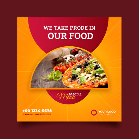 Poster template with pizza food concept design for advertise and marketing watercolor vectorのイラスト素材
