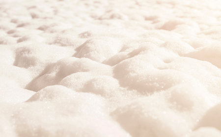 Delicate clean snow background at sunriseの写真素材