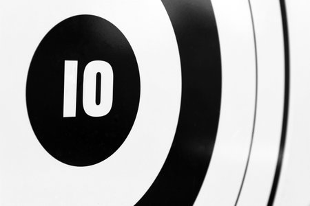 Target in perspective close-up with a figure of ten.の写真素材