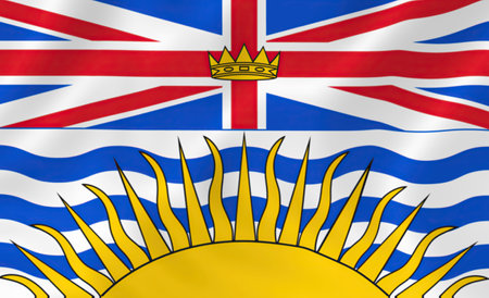 Illustration waving state British Columbia flagの写真素材