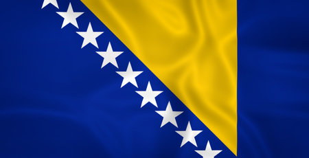 Illustration waving state flag of Bosnia and Herzegovinaの写真素材