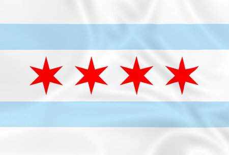 Illustration waving state Chicago flagの写真素材