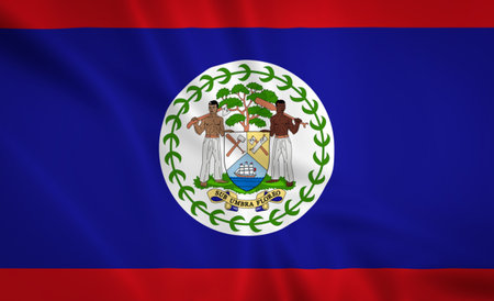 Illustration waving state flag of Belizeの写真素材