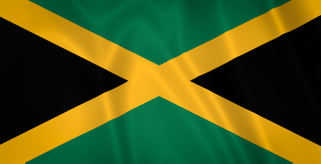 Illustration waving state flag of Jamaicaの写真素材