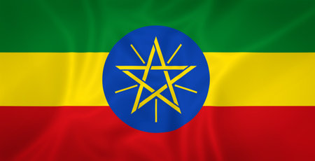 Illustration waving state flag of Ethiopiaの写真素材