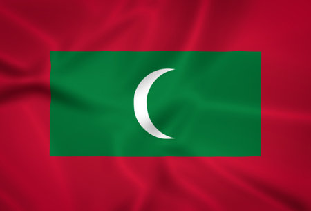 Illustration waving state flag of Maldivesの写真素材