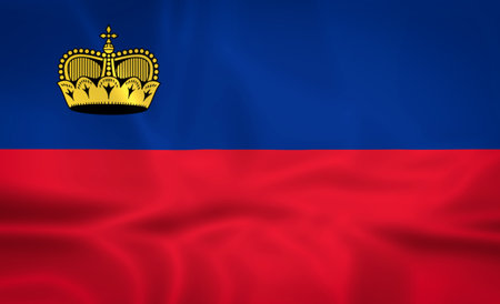Illustration waving state flag of Liechtensteinの写真素材