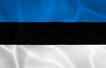 Illustration waving state flag of Estoniaの写真素材