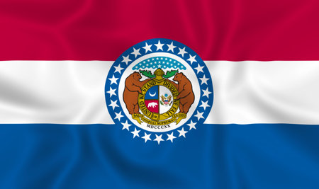 Illustration waving state Flag of Missouriの写真素材