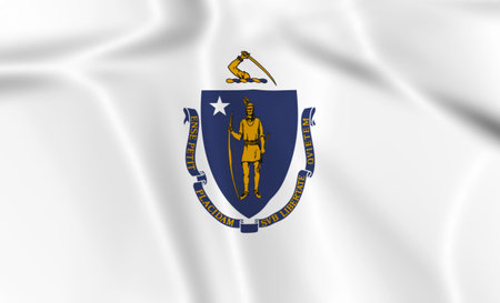 Illustration waving state Flag of Massachusettsの写真素材