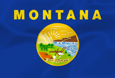 Illustration waving state Flag of Montanaの写真素材
