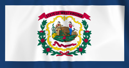 Illustration waving state Flag of West Virginiaの写真素材