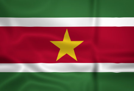 Illustration waving state flag of Surinameの写真素材