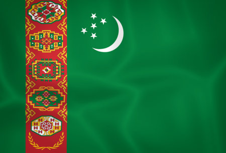 Illustration waving state flag of Turkmenistanの写真素材