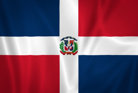 Illustration waving state flag of the Dominican Republicの写真素材