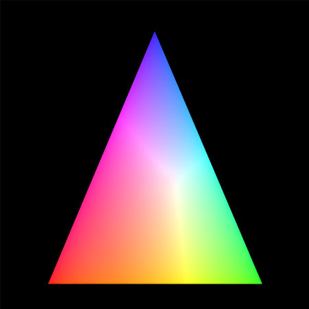 Representation of RGB colors in the form of a triangle with color overlay. Prism lightのイラスト素材