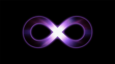 Perpetuity purple vector symbol on black isolated background
