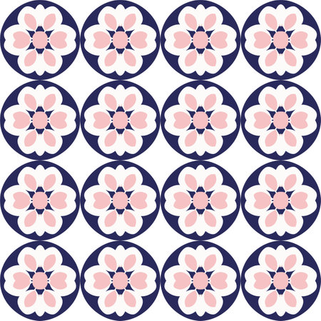 Inspired by peppermint motifs, this blue and pink repeating pattern is full of power and cheer, perfect for playful and zen home decor, elegant bedding, and fashionable napkins and illustrations.のイラスト素材