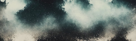 Dark, grainy background with rough texture. Black and white image is overlaid with splatters and grit, giving it a grungy, chaotic feel. Vectorのイラスト素材