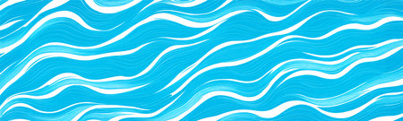 Wavy and curvy pattern with stripes and circles creates vintage and modern abstract design. Blue and white wave background creates and liquid repetition. vectorのイラスト素材