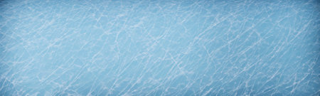 White and black abstract pattern of scratched ice on frozen hockey rink surface, with skate marks...