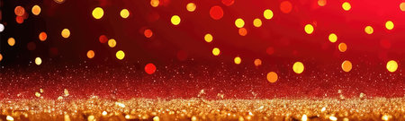 Light abstract background with bokeh of red glitter and christmas blur effect, gold love, luxury, and glamor for parties.のイラスト素材