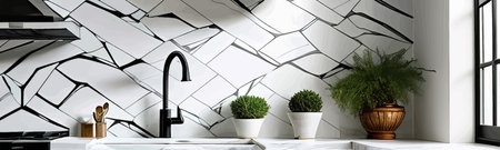 White marble pattern gives statuary and luxurious feel to the abstract and fashionable background, like kitchen wall.のイラスト素材