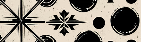 Old rough paper with brush stroke vector pattern in black and white with an abstract weathered and...