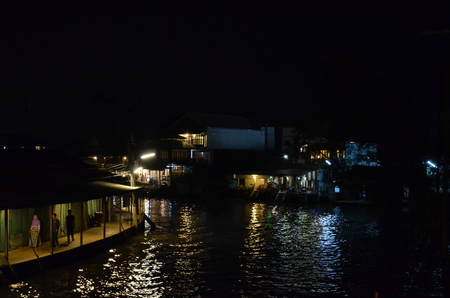 Amphawa Floating Market in the eveningのeditorial素材