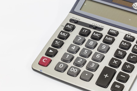 close up calculator on white paperの写真素材