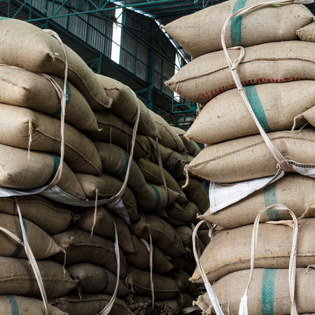 hemp sacks containing rice