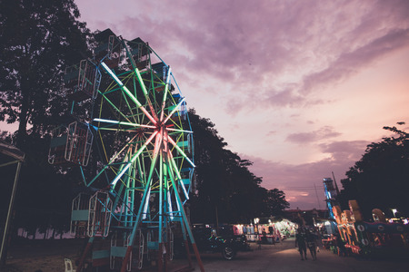 ferris wheel with sunset ,Thailandのeditorial素材