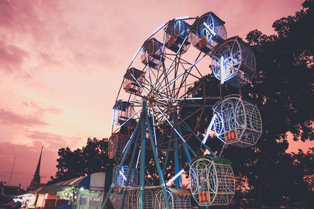 ferris wheel with sunset ,Thailandのeditorial素材