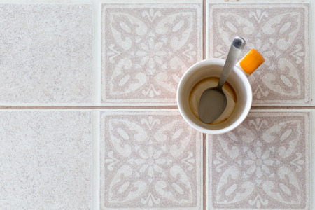 Empty coffee cup. Dregs in the bottom of the cup.の写真素材