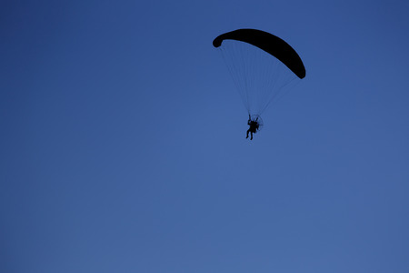 Paramotor flying in the sky