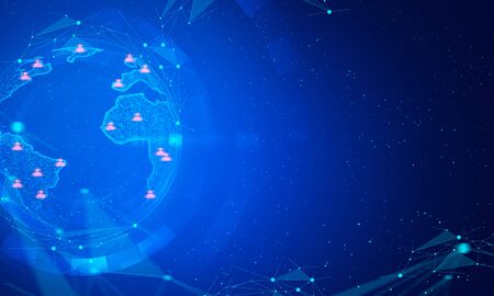 ai hologram sphere with wave net futuristic abstract digital technology internet network background 3d illustrationの写真素材