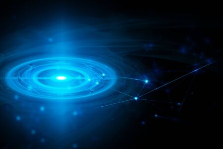 blackhole science galaxy, particle circle ai tech neon glow abstract wave futuristic network background illustration, system light stream of data hologramの写真素材