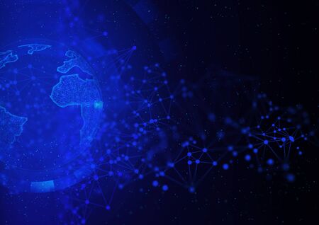 ai hologram sphere with wave net futuristic abstract digital technology internet network background 3d illustrationの写真素材