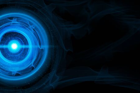 particle circle ai tech neon glow abstract wave futuristic network background illustration, system of gakaxy, light stream of data hologramの写真素材