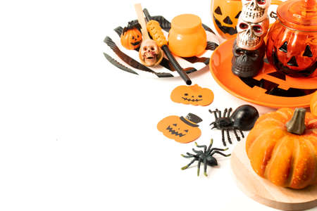 halloween holiday toy dinner prop with white backgroundの写真素材