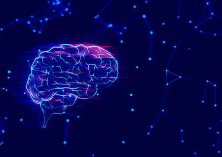 brain robot ai futuristic, digital technology internet network background 3d illustration rendering,...