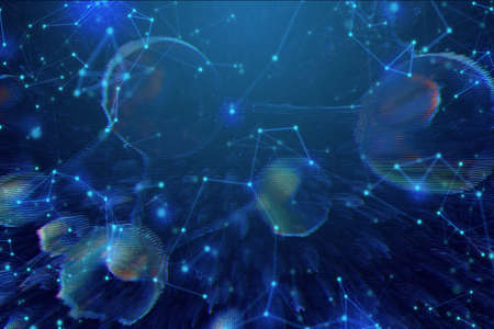 digital brain of particle ai tech, abstract futuristic network background illustration, cyber space...