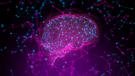futuristic brain ai of is connecting with technology network, background 3d illustration rendering,...