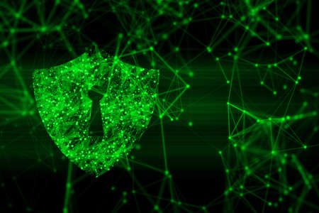 security of cloud storage computing system with protect shield and key hole web sever online cyber social network background 3d rendering illustrationの写真素材