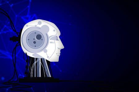 robot deep learning brain of ai futuristic with digital technology network in background 3d...