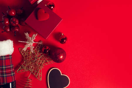 celebration happy new year and merry christmas season greeting holiday festival with red prop...