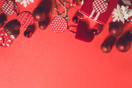 celebration happy new year and merry christmas season greeting holiday festival with red prop...