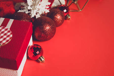 celebration happy new year and merry christmas season greeting holiday festival with red prop...